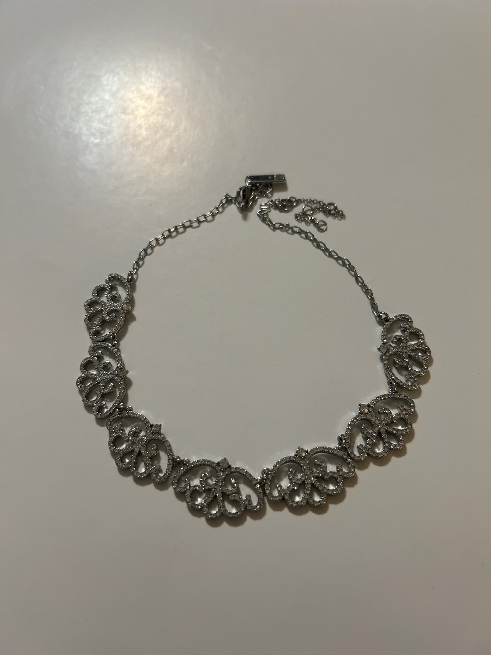 INC International Concepts Silver Floral Link Choker Necklace